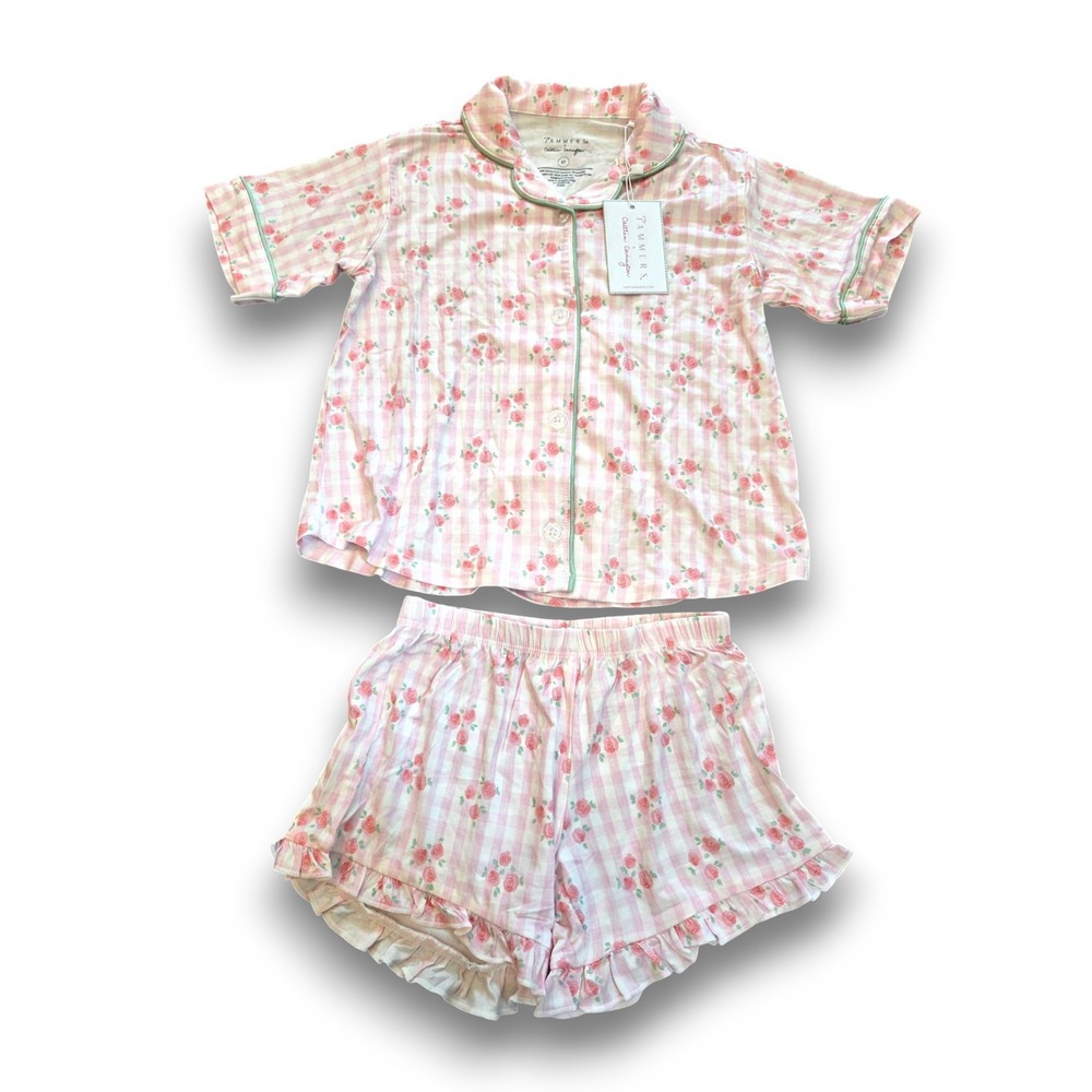 NWT In My Jammers Caitlin Covington Pajamas Bamboo Pink Button Up Girls 6T